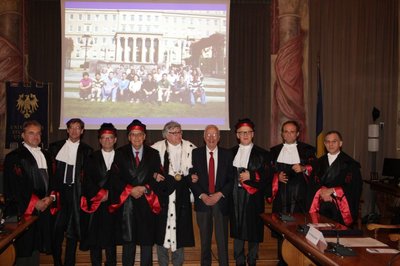 La commissione di laurea con Pierluigi Gambetti ed Emilio Lugaresi