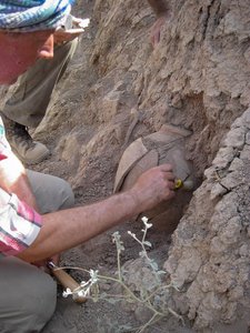 Recupero di una giara di III millennio nel sito di Tell Amyan