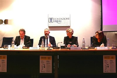 Da sinistra Mario Pezzetta, Omar Monestier, Barbara Zilli, Emanuela Pesel Rigo