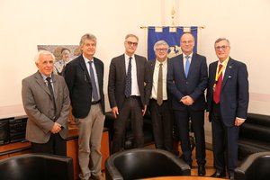 Da sinistra Stefano Fantoni, Stefano Ruffo, Maurizio Fermeglia, Alberto De Toni, Tibor Navracsics, Paolo Petiziol