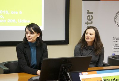 Da sinistra Cristina Disint, capo Ufficio orientamento e tutorato, e Carla Fioritto, responsabile Career center Uniud