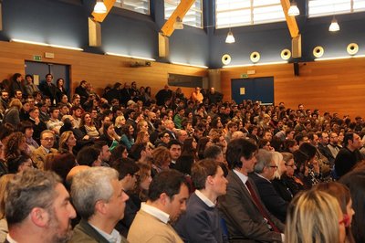 L'aula Strassoldo gremita durante l'intervento di Vladimiro Zagrebelsky