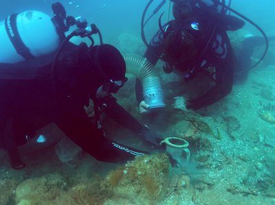 Operazione di scavo mediante sorbona ad acqua