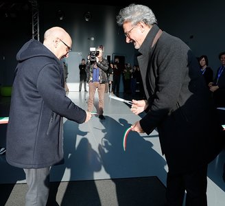 Roberto Pinton e Angelo Montanari al taglio del nastro