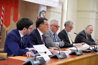 Da sinistra Francesco Raggiotto, Pietro Tropeano, Alessandro Basso, Angelo Montanari, Stefano Miani