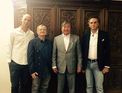 Da sinistra Dario Lorenzi, Andrea Risaliti, l'ambasciatore del Kazakistan a Roma, Olzhas Suleymenov, Giovanni Terrosu