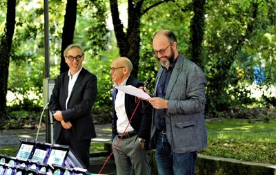 Da sinistra Gian Luca Foresti, Roberto Pinton, Marino Miculan