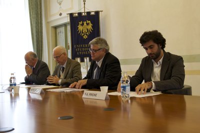 Da sinistra Lionello D'Agostini, Angelo Vianello, Alberto Felice De Toni, Federico Pirone