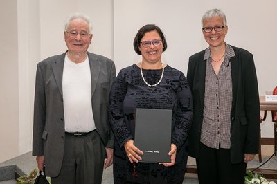 Da sinistra Ulrich Gaier (UniversitÃ  di Costanza), Elena Polledri, Gisela Schneider (Daad)