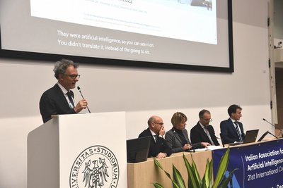 21ª conferenza AIxIA, la giornata inaugurale, Angelo Montanari durante il suo intervento