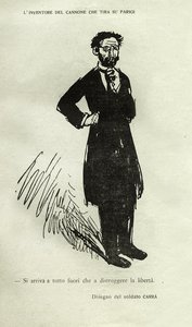 Carlo CarraÌ, Lâinventore del Cannone che tira su Parigi, -La Ghirba- n.4, 1918