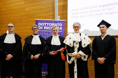 Da sinistra Andrea Fusiello, Alessandro Gasparetto, Francesco Pitassio, Angelo Montanari, Roberto Maria Rosati