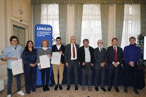 Da sinistra Andrea Narder, Cristina Bianchi, Daniela Glaneo, Matteo Brandalise, Andrea Delle Vedove, Antonio Massarutto, Leopoldo Coen, Alessandro Gasparetto, Daniele Goi