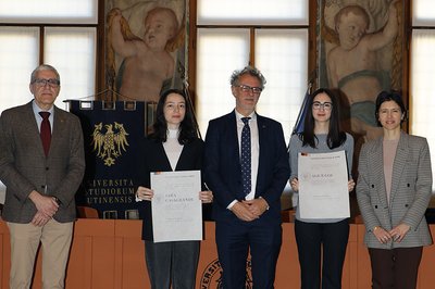 Da sinistra Gianfranco Marconi, Sara Casagrande, Angelo Montanari, Alice Goi, Camilla Benedetti