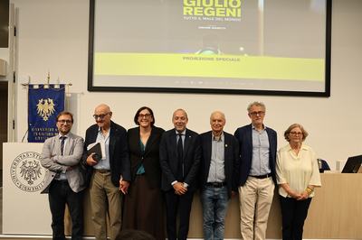 Da sinistra Luca Quartuccio, Gabriele Nissim, Silvia Bolognini, Gabriele Rizzetto, Claudio Regeni, Angelo Montanari, Paola Deffendi