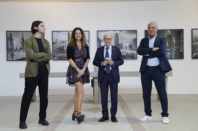 Da sinistra Zanini, Gallavotti, Pinton, Rampini all'inaugurazione della mostra fotografica di Gabriele Basilico