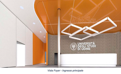 Foyer aula magna Kolbe - render Progetto CMR