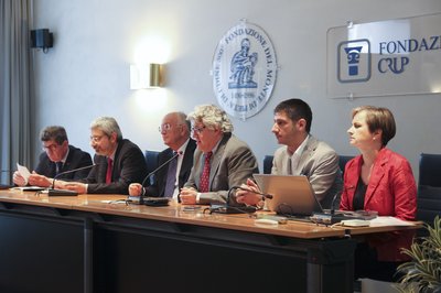 Da sinistra: Beppino Govetto, Furio Honsell, Lionello D'Agostini, Alberto Felice De Toni, Manuela Croatto