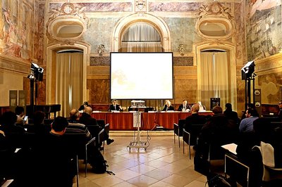 Saluti relatori e autoritÃ  nel Salone del Parlamento, Castello di Udine 