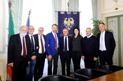 Da sinistra Di Silverio, Moretti, De Toni, Gomiero, Morandini, Mason, Garlatti e Bertero