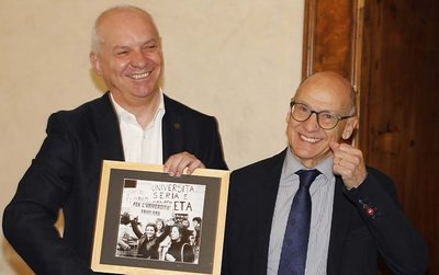 Il coordinatore del Safety Day, Gino Cappellari, e il rettore Roberto Pinton