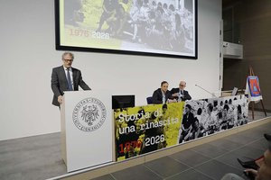 Il rettore Montanari alla presentazione dei 50 anni del terremoto del Friuli