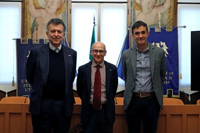 Il rettore Pinton con l'Ambasciatore del Messico e il delegato all'Internazionalizzazione Giorgio Alberti