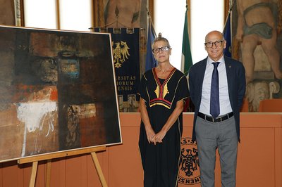 Il rettore con la figlia dell'artista