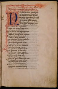 Incipit del Codice della Divina Commedia conservato nella Biblioteca Florio