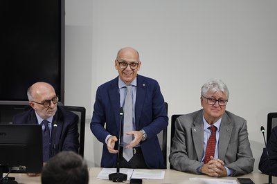 L'intervento del rettore Pinton