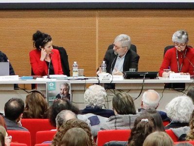 Un momento dell'incontro con Sorj Chalandon