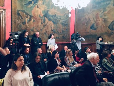 Un momento della conferenza stampa a Roma