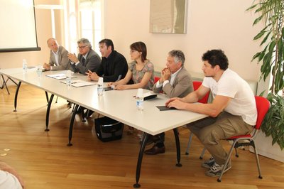 Da sinistra: Alfredo Soldati, Alberto Felice De Toni, Massimo Ferrarin, Raffaella Basana, Vittorio Munari, Alessandro Zanni
