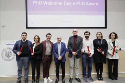 PhD Award 2022, da sinistra: Palma, Grisonich, Mantellato, Pinton, Trovarelli, Miceli, Melchior, Zuccarelli