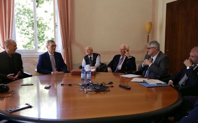 Da sinistra Paolo Cerutti, Paolo Petiziol, Enrico Coccolo, Attilio Maseri, Alberto De Toni e Ciro Schioppa