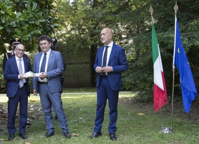 Agostino Maio con il prefetto Massimo Marchesiello e il rettore Roberto Pinton
