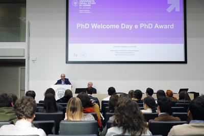 Il rettore Roberto Pinton durante il PhD Welcome
