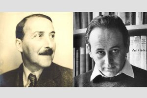 Da sinistra, ritratto di Stefan Zweig (Literaturarchiv Salzburg) e Paul Celan (foto di Gisèle Celan-Lestrange, S. Fischer Verlag GmbH)